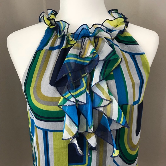 THE LIMITED Multicolor Halter top w/ruffled front - Picture 1 of 8